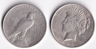USA - 1 Dollar 1922 Peace Dollar – stříbrná mince