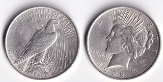 USA - 1 Dollar 1922 Peace Dollar – stříbrná mince