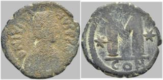 Byzantská říše - Justin I (518–527) – AE 40 nummi, Konstantinopol