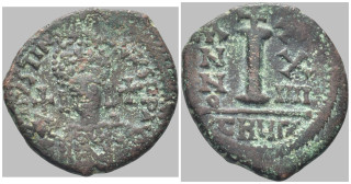 Byzantská říše - Justinian I (527–565) – AE decanummium, Antiochie, rok 24