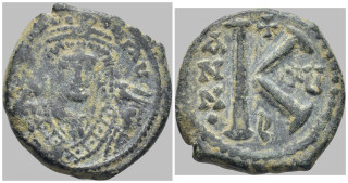 Byzantská říše - Maurice Tiberius (582–602) – AE půlfollis, Antiochie