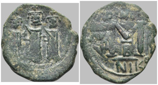 Byzantská říše - Heraclius, Martina a Heraclius Constantine (610–641) – AE follis, Nikomédie