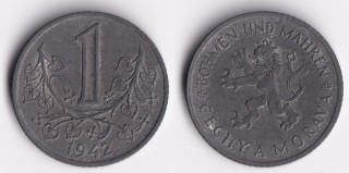 Protektorát Čechy a Morava - 1 koruna, 1942