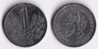 Protektorát Čechy a Morava - 1 koruna, 1945