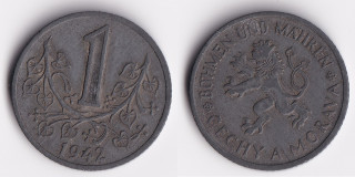 Protektorát Čechy a Morava - 1 koruna, 1942
