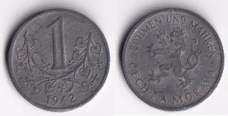 Protektorát Čechy a Morava - 1 koruna, 1942