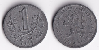 Protektorát Čechy a Morava - 1 koruna, 1942