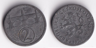Československo - 2 haléř, 1924