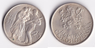 Československo - 25 Kčs, 1955, 10 let osvobození