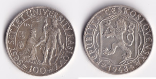 Československo - 100 Kčs, 1948, Univerzita Karlova