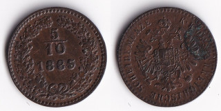 Rakousko - 5/10 krejcaru, 1885