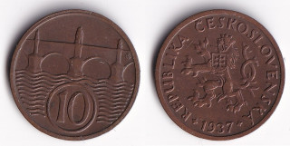 Československo - 10 haléřů, 1937