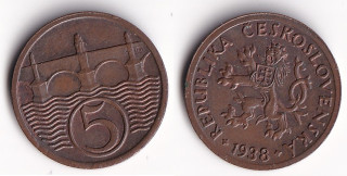 Československo - 5 haléřů, 1938