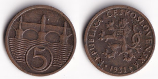 Československo - 5 haléřů, 1931