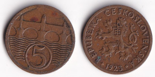 Československo - 5 haléřů, 1923