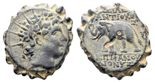 Řecko – Seleukovská říše, Antiochie nad Orontem, Antiochos VI. Dionýsos, 144–142 př. n. l., AE se zoubkovaným okrajem