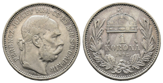Maďarsko - 1 koruna 1892 KB, František Josef I.