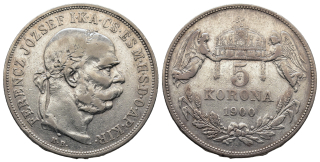 Maďarsko - 5 korun 1900 KB, -2/-2