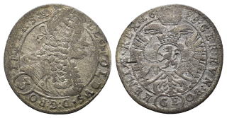 3 krejcar 1698, Leopold, GE, patina