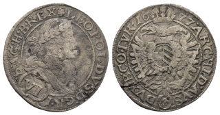 Rakousko - 6 krejcar 1677, Leopold, 2,24g