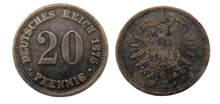 Německo - 20 Pfennig 1876, 1873-1877