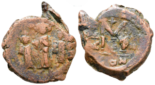 Byzantská říše -  Heraclius, s Martina a Heraclius, Follis nebo 40 Nummi AE, 9,48 g/30 mm. 610-641 n.l