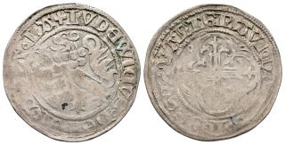 Německé státy- Hesensko, Ludvík II. Groš AR (2,65g, 27 mm)  1458-1471 n.l..