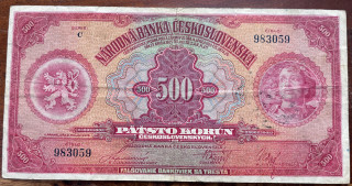 Československo -500 korún, 1929, C