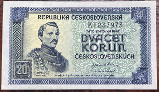 Československo -20 korun, 1945, Kt, UNC