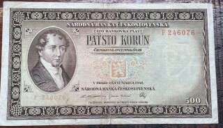 Československo -500 korun, 1946, F