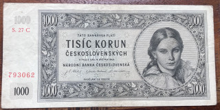 Československo -1000 korun, 1945, 27c