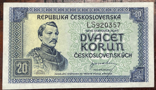 Československo - 20 kčs - 1945 - UNC - K.H.Borovský