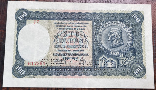 Slovensko - 100 Ks - 1940 - J7 - II. Vydání - UNC - Specimen