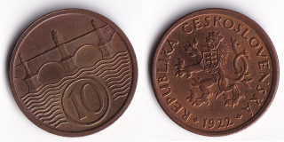 Československo - 10 haléřů, 1922