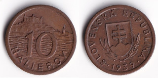 Slovensko - 10 halierov, 1939