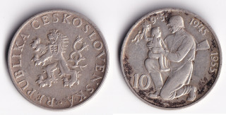 Československo - 10 korun, 1955, 10 let osvobození ČSR 10 Kčs 1955