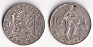 Československo - 10 korun, 1954, 10 let SNP 10 Kčs 1954