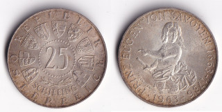 Rakousko - 25 Schilling, 1963, Prinz Eugen - f.stpfr.