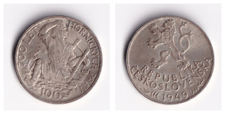 Československo - 100 korun, 1949, 100 korun 1949 700 let hornickych práv