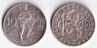 Československo - 10 korun, 1954, 10 let SNP 10 Kčs 1954